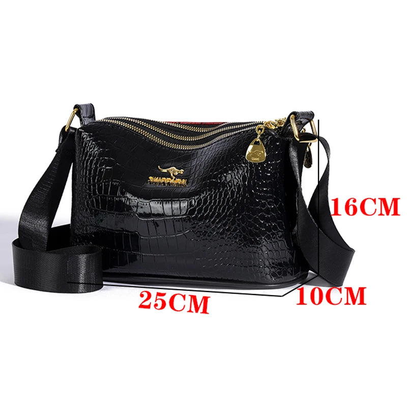 3-Layer Women’s Handbag – Luxury Patent Leather Crossbody & Shoulder Bag