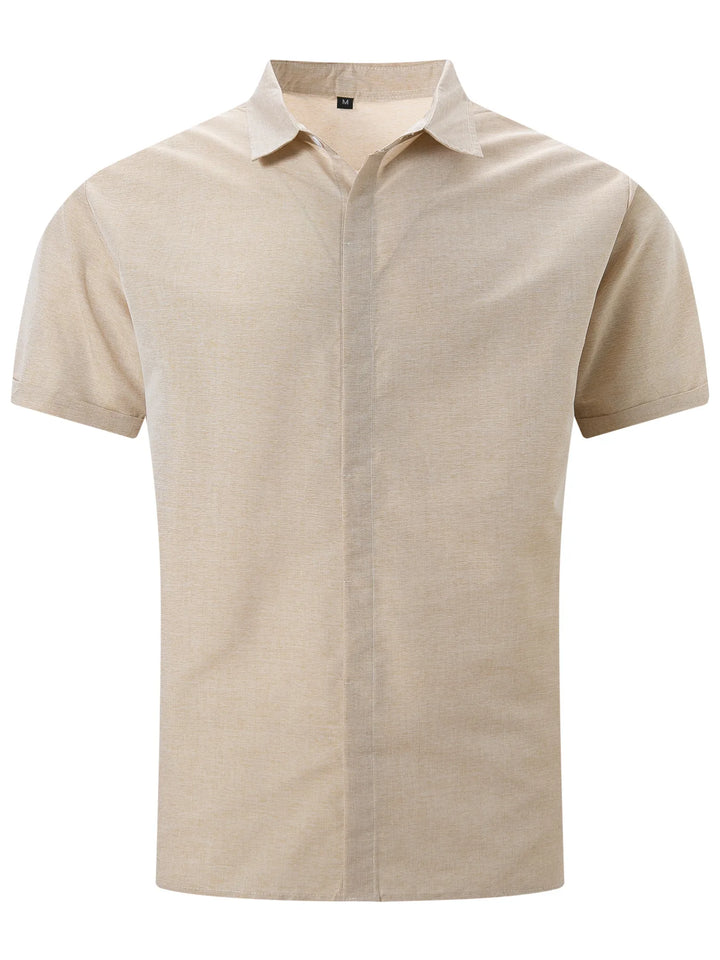 Mens Golf Shirts for Men Summer Beach Loose Shirt Button Down Short Sleeve Blouses Solid Print Casual Linen Shirts Streetwear