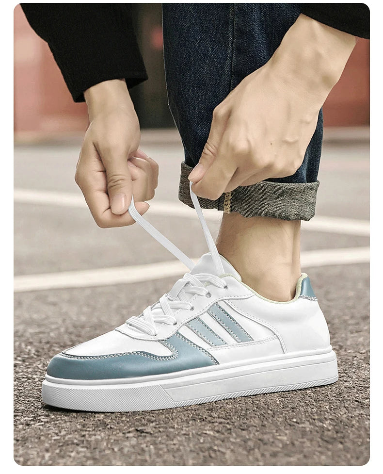 Shoes for Men Four Season Vulcanized Footwear Non-slip Casual Sneakers Fashion New Leather Round Toe Walking shoes tenis jeans