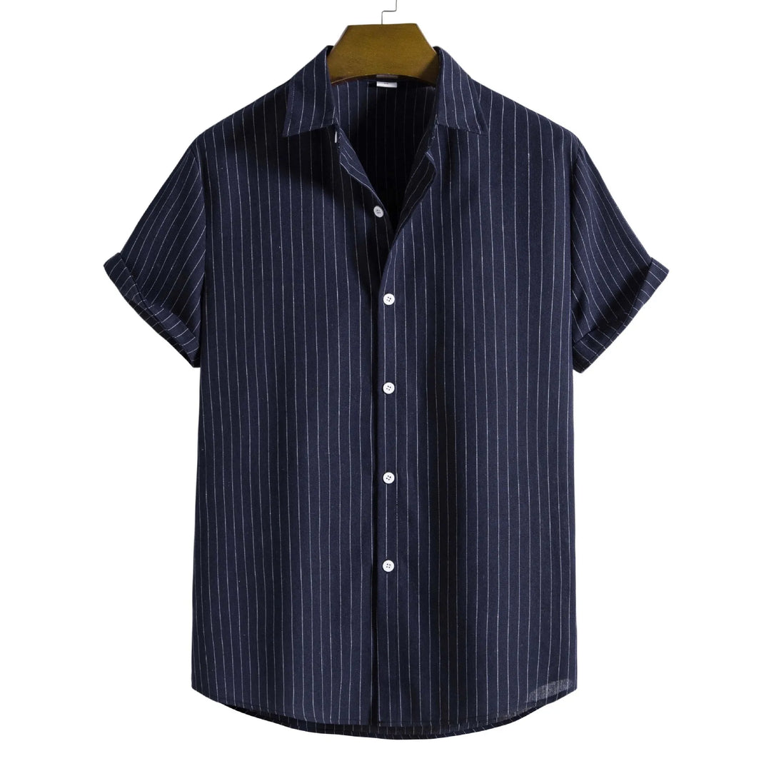 2026 Men's Striped Shirts Fashion Holiday Style Short Sleeve Casual Shirts Comfortable Loose Street Tops Men Summer Basic Shirts