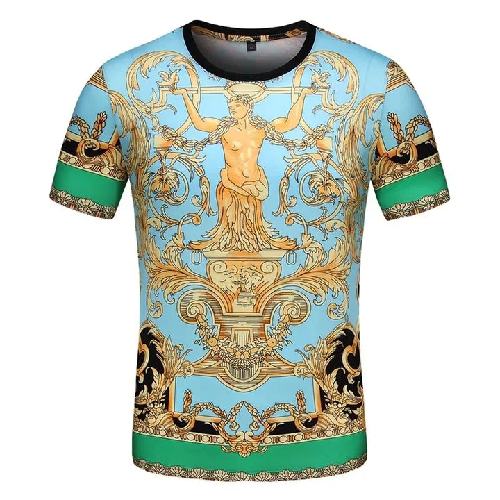 Men's And Women's Summer Casual T-shirts 3D Printed Shirts Retro Luxury Royal Flowers Street Fashion Oversized Clothing Tops
