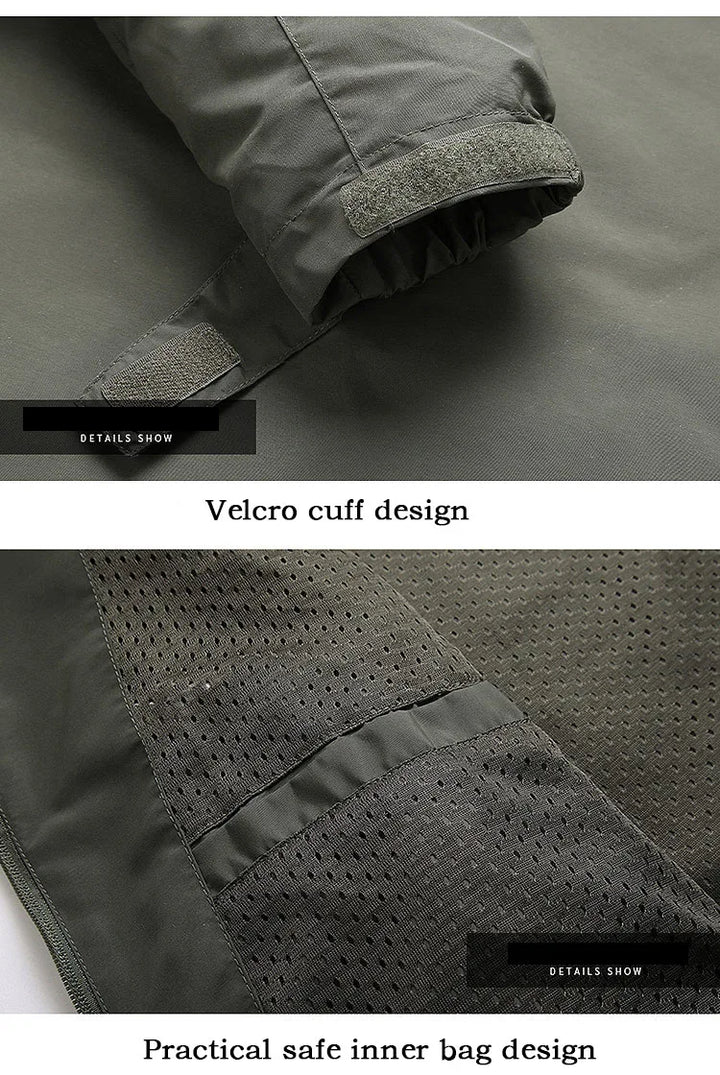 Men’s Waterproof Windbreaker – Military Hooded Combat Jacket for Autumn Hiking & Biking