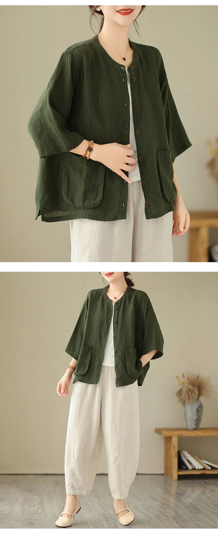 Woman Top Single-Breasted Loose Shirts & Blouses for Women Pocket Cheap Tops Female