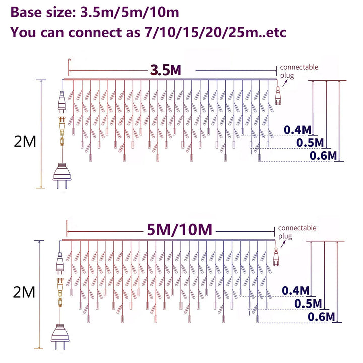 LED-Lichterkette in Eiszapfenform für Garten und Hof
