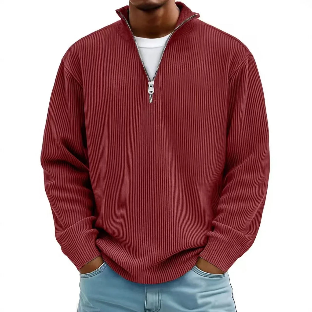 Men’s Corduroy Sweatshirt – Autumn Solid Long Sleeve, Casual Loose Fit