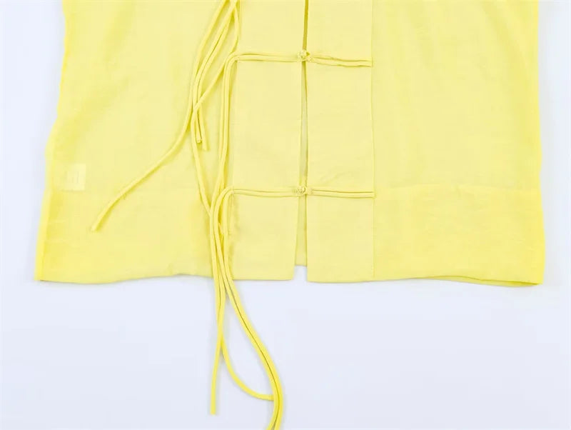 Women's Shirt 2026 New Fashion Summer Solid Color Oversize Rope Knot Detail Draped Shirt for Women Loose Chic Ladies Shirt Top
