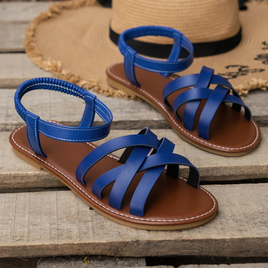 2024 Women’s Summer Flat Sandals – Roman Strap, Non-Slip Rubber Sole