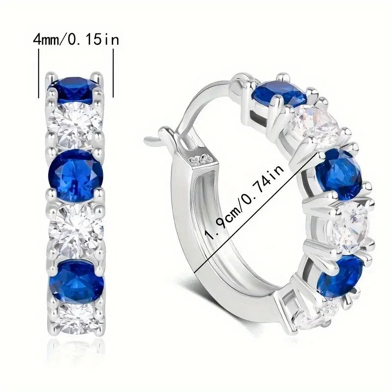 Women’s S925 Silver Earrings – Blue Gemstone Studs