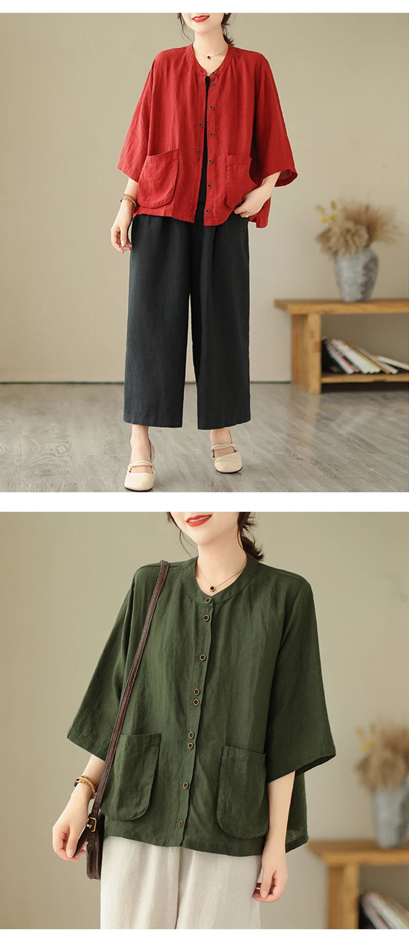 Woman Top Single-Breasted Loose Shirts & Blouses for Women Pocket Cheap Tops Female