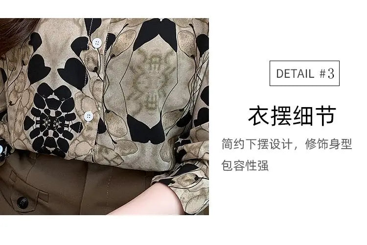 2024 New Fashionable Shirt Vintage Elegant Printing Long Sleeve Blouses Printed Loose Spring and Autumn Edition All-match Tops