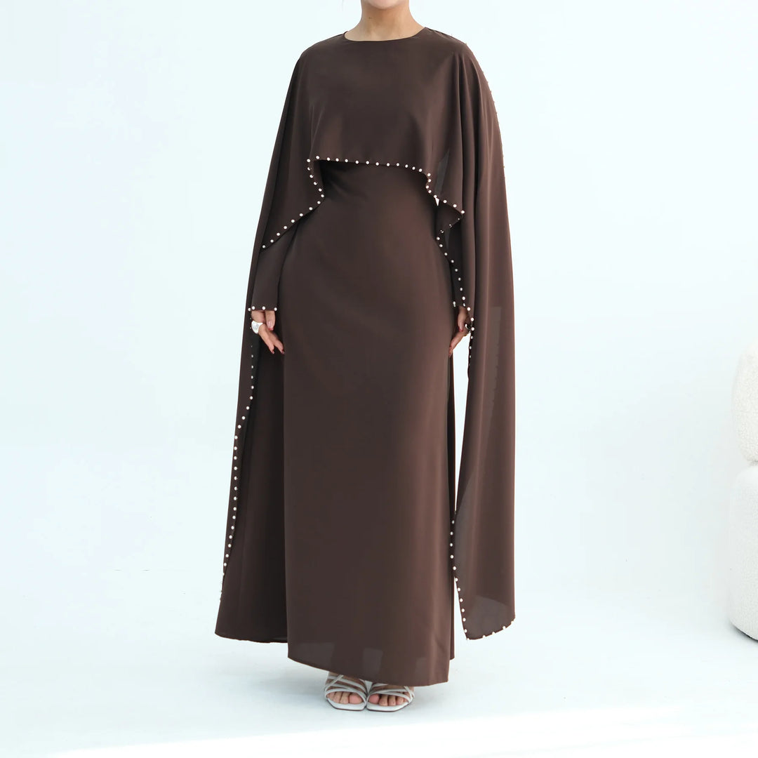 Luxury Dubai Shawl Abaya Elegant Beaded Waist Cinching Kaftan Muslim Women Traditional Dress Maxi Long Sleeve Robe Eid Outfit