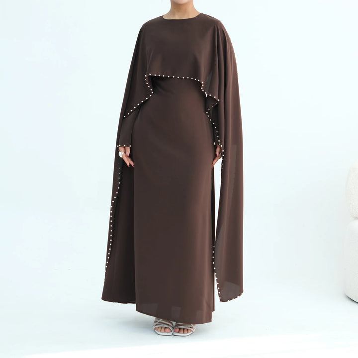 Luxury Dubai Shawl Abaya Elegant Beaded Waist Cinching Kaftan Muslim Women Traditional Dress Maxi Long Sleeve Robe Eid Outfit