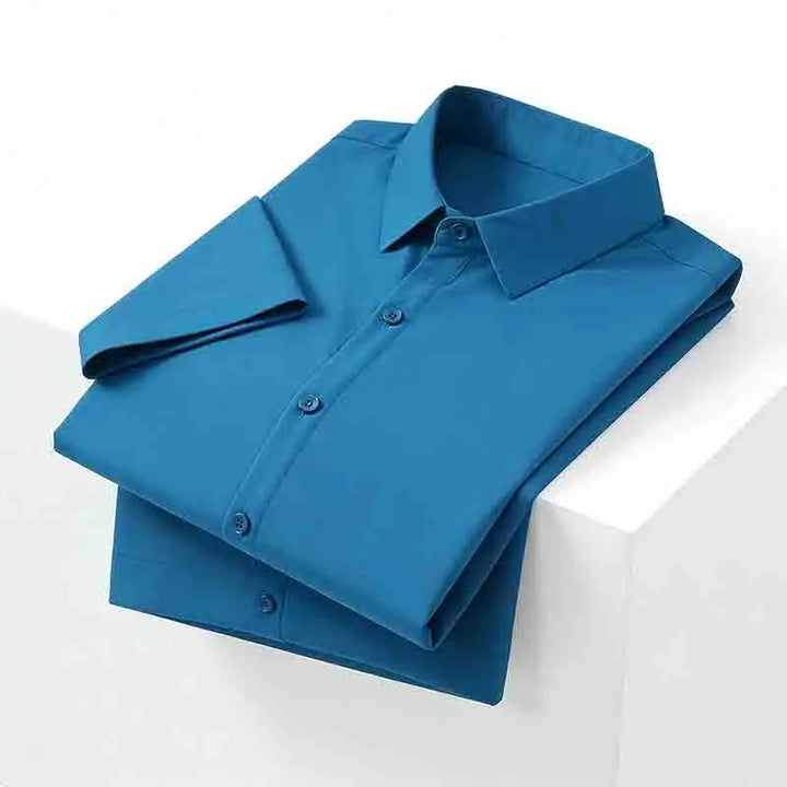 Men's Black Short Sleeve Dress Shirt Slim Fit Non-iron Formal Business Button Down Shirt for Office