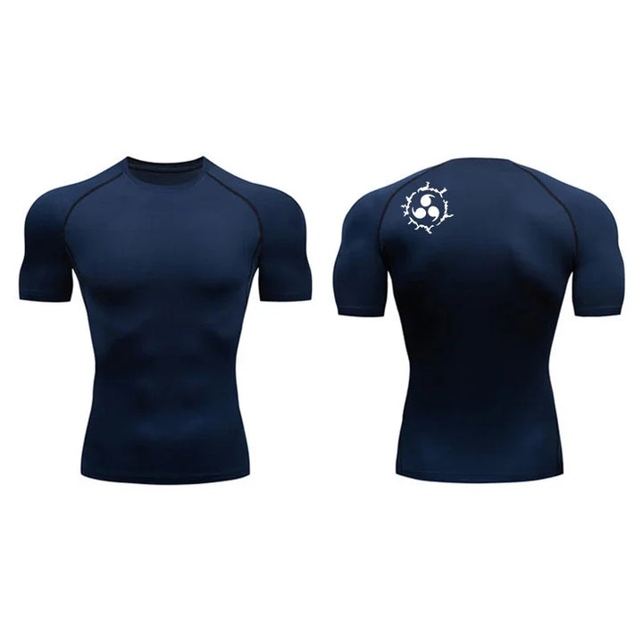 Graphic Compression Shirts for Men Athletic Quick Dry Rash Guard Stretchy Baselayers Undershirts Gym Workout Running Tshirt Tops