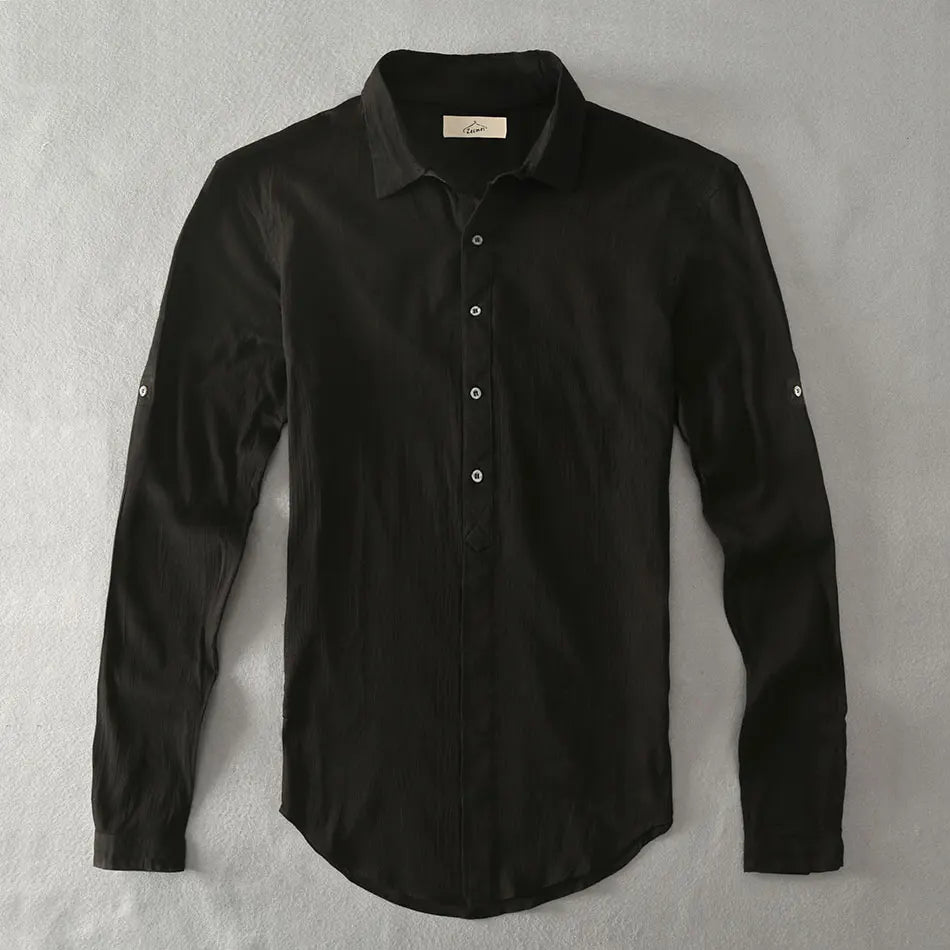 Casual Hawaiian Shirts Men Cotton Linen Designer Brand Slim Fit Man Shirts Long Sleeve White Shirt For Men Clothes Spring Autumn