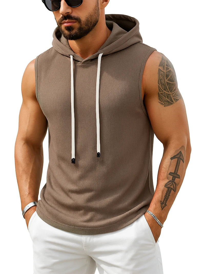 Men’s Hooded Tank Top – Sleeveless Muscle Fit Streetwear Tee