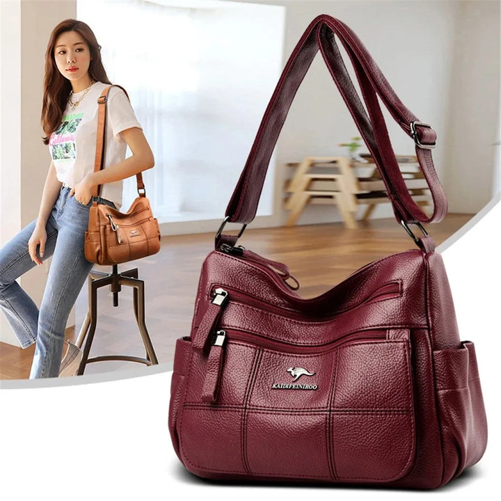 Luxury Women’s Leather Handbag – Multi-Pocket Crossbody & Shoulder Bag 2024