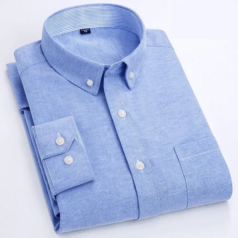Men's Long Sleeve Shirt Spring Summer Autumn Winter Oxford Woven Slim Free Ironing Comfortable Soft Casual Fashion Simple Work