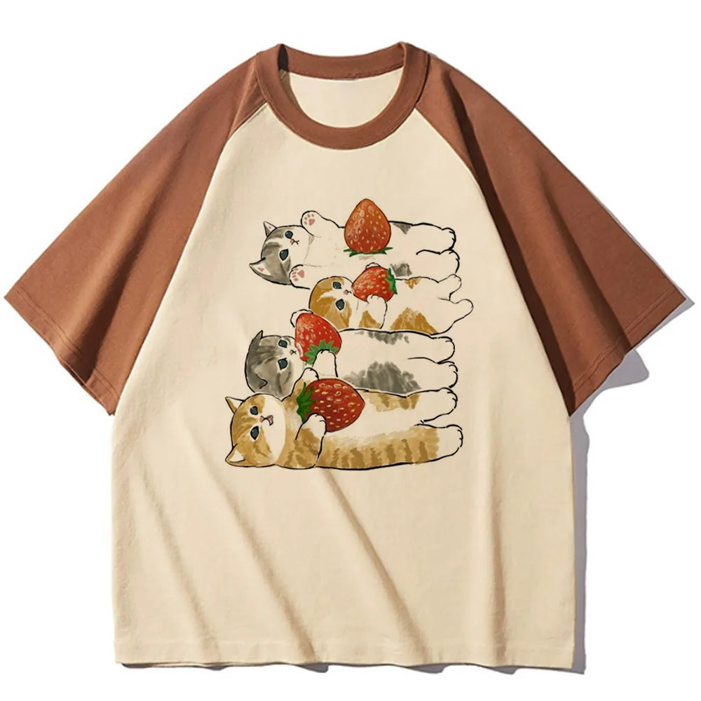 Strawberry t-shirts women elegant Tee girl Japanese graphic streetwear clothing