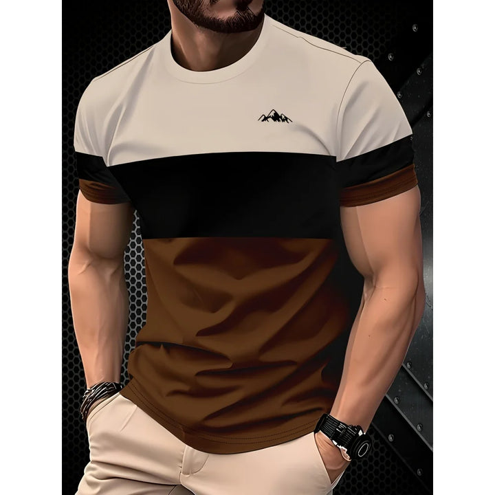 Shirt for Man Stripe Print Street Graphic T-Shirts Trendy Men's Short Sleeve Clothes Casual Summer Outdoor Oversized Clothing