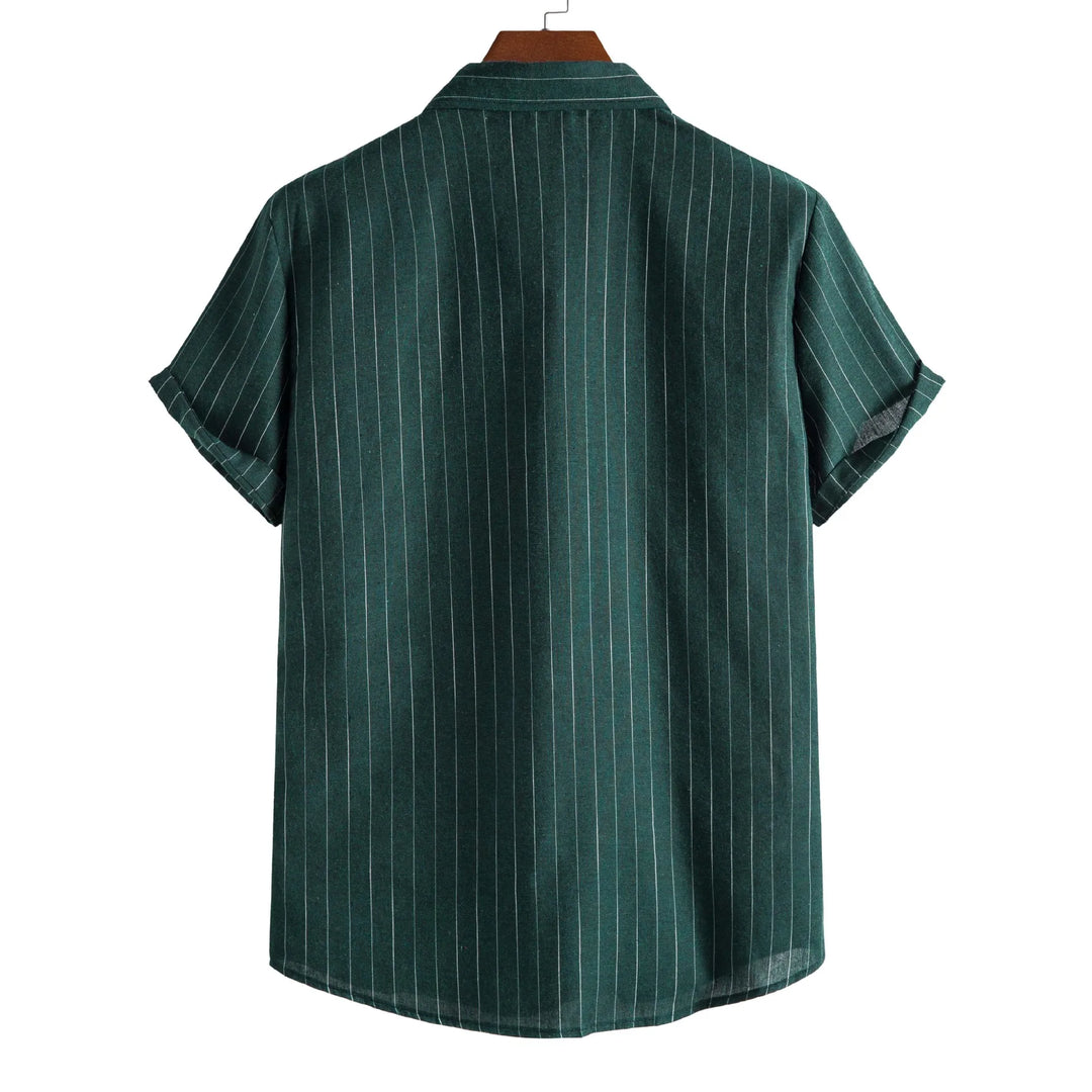 2026 Men's Striped Shirts Fashion Holiday Style Short Sleeve Casual Shirts Comfortable Loose Street Tops Men Summer Basic Shirts