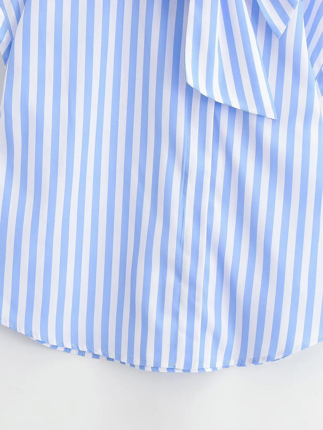 Women's Striped Shirts 2026 Summer Fashion High Neck With Bow Short Sleeve Blouses Casual Female Loose Buttons Tops