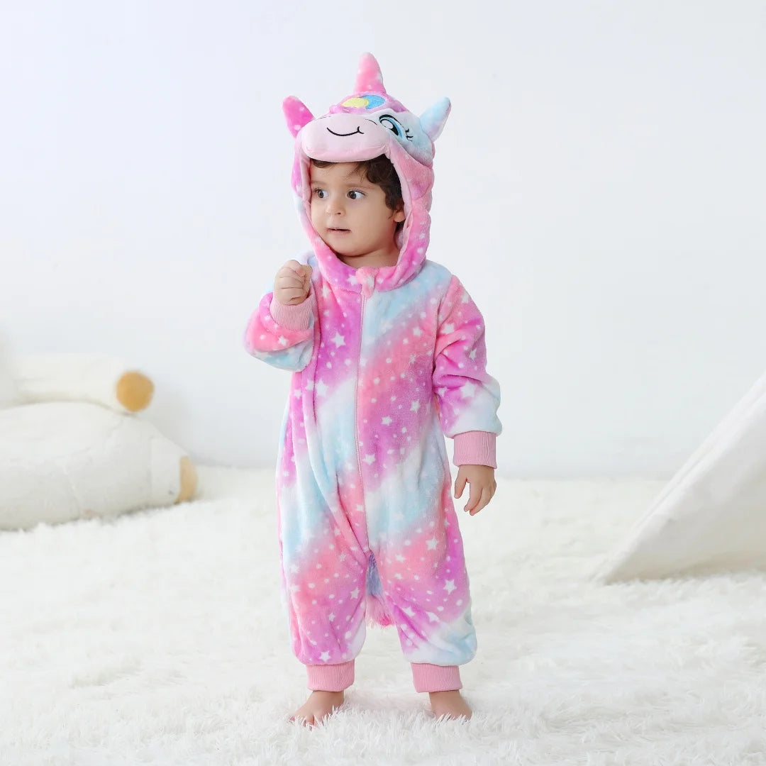 Baby-Kinder-Dino-Cartoon-Einteiler-Jumpsuit