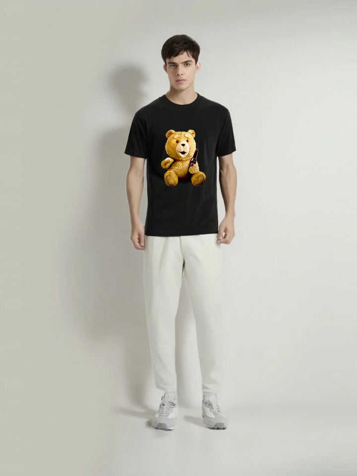 تيشيرت للجنسين بتصميم دب كرتوني - أزياء الشارع في الألفية الجديدة