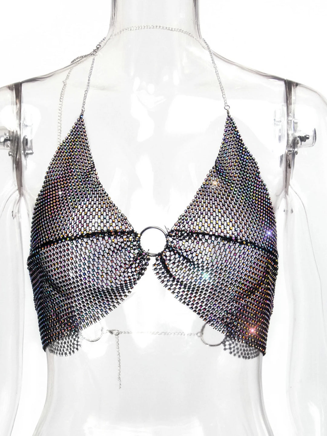 Sexy black White Summer crop top women festival Beach club outfits Party tank top t shirt woman Halter Rhinestones tops topy Hot