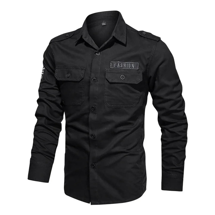 Cotton Shirt Men Casual Solid Long Sleeve Blouses High Quality Militar Overshirt Brand Clothing Black Cargo Shirts for Men 6XL