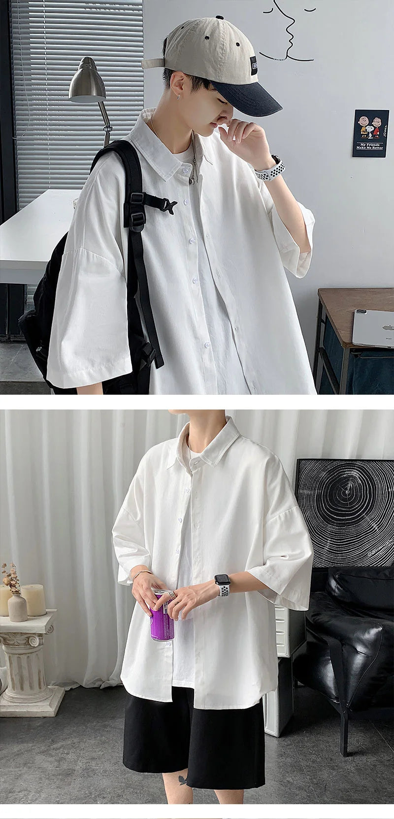 Men's Oversized Shirts White Mens Fashion Blouse 5xl Oversize Half Sleeves Dress Shirt for Men New Clothing Casual