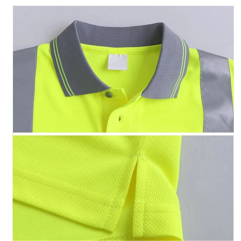 Men Shirts Night Work Reflective Workwear Short Sleeve Quick Dry Work Clothes for Men Breathable T-shirt High Visibility Tops