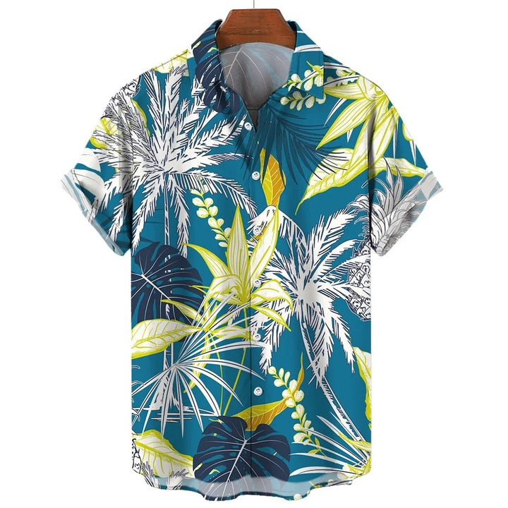 Hawaiian Shirts For Male Flower Pattern Men's Casual Short Sleeved Top Summer Oversized Streetwear Original Men Clothing