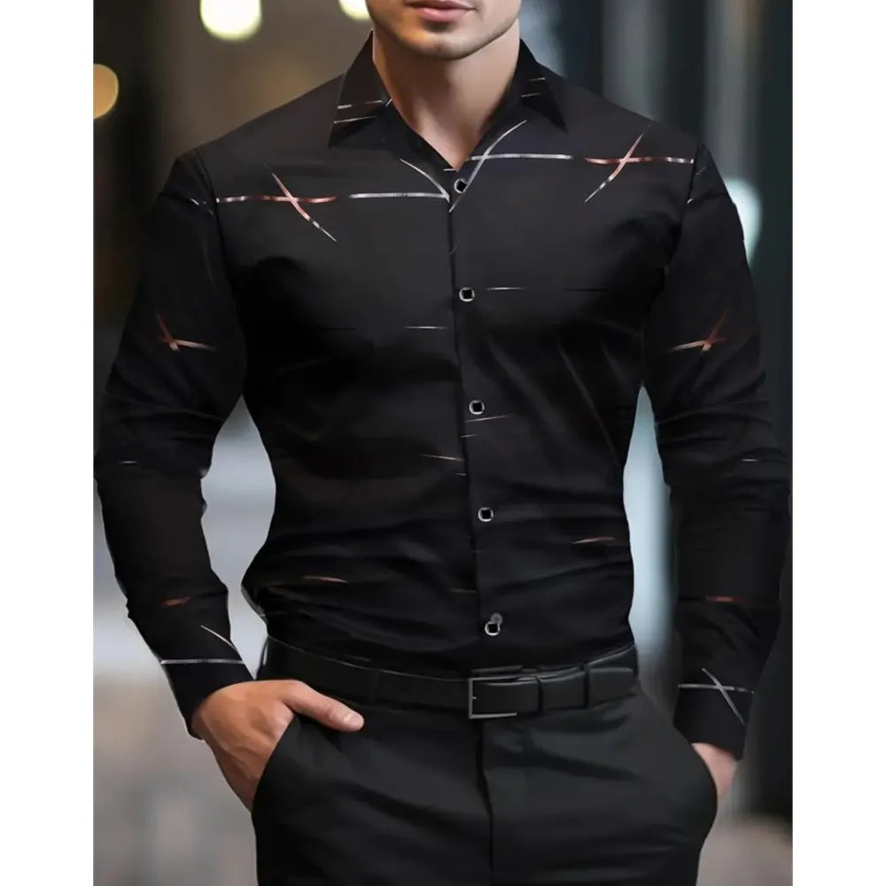 Men's Hawaiian Shirt Blue Striped Printed Shirt Fashion Elegant Summer Beach Shirt Temperament Streetwear Lapel Mens Clothing