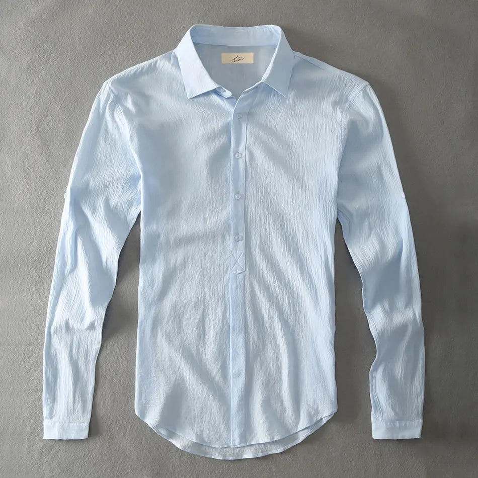 Casual Hawaiian Shirts Men Cotton Linen Designer Brand Slim Fit Man Shirts Long Sleeve White Shirt For Men Clothes Spring Autumn