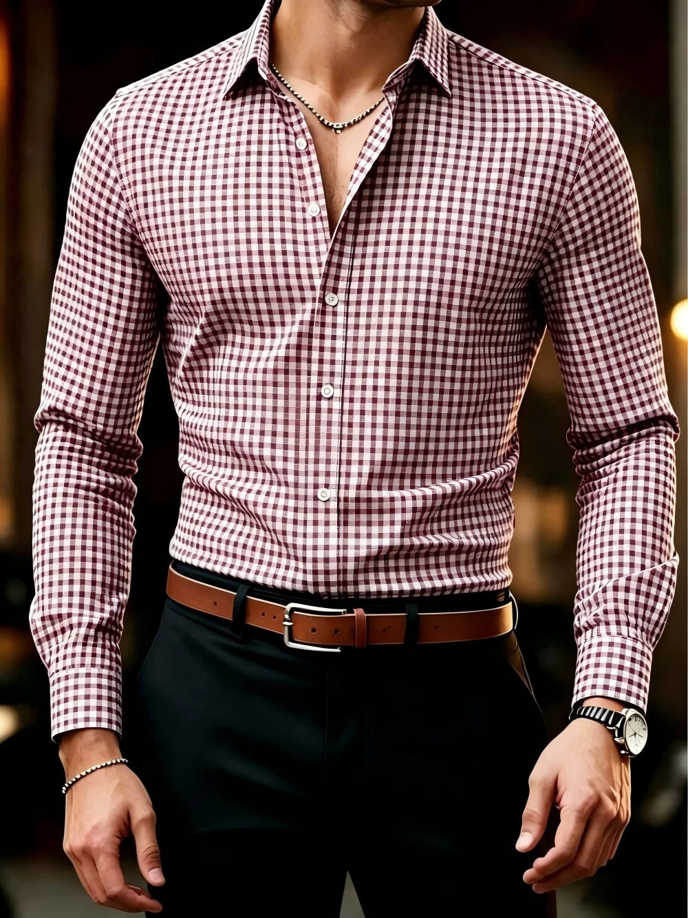 Men's button-up shirt, casual shirt, yellow, long-sleeved, plaid lapel, streetwear for everyday wear, comfortable, stylish
