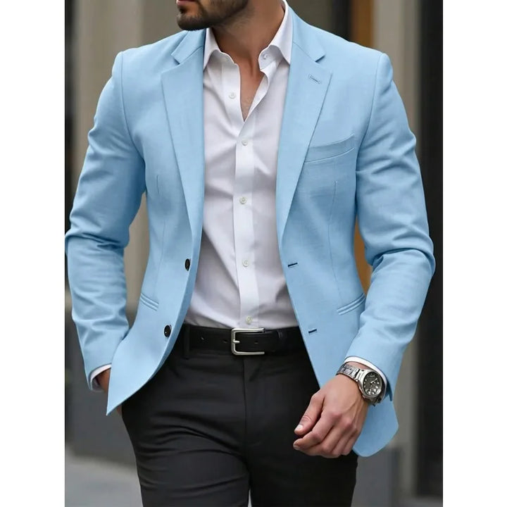 KIDWHXR Man Blazer Korean Slim Simple Solid Color Turn Down Collar Male Suit Outerwear Business Casual Long Sleeeve Men Coat