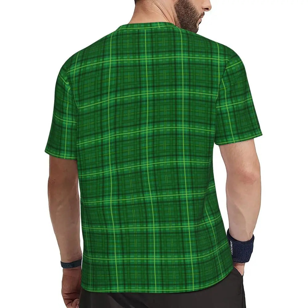Sportswear T Shirt For Man Irish St Patricks Day T Shirts Hippie Green Plaid Summer Tees O Neck Streetwear Design Clothing Gift