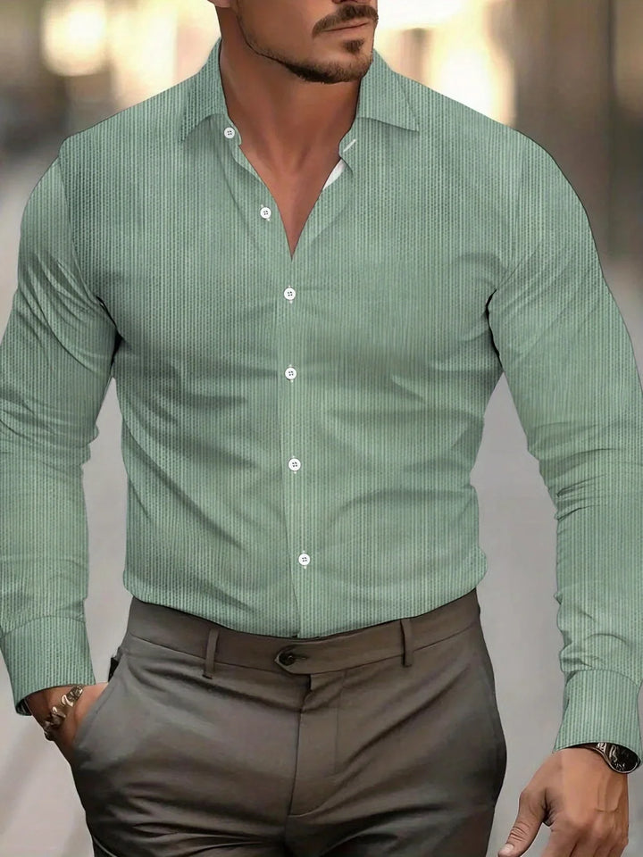 Man Shirts Elegant Formal Business Minimally Striped Print Design Casual Fashion Multifunctional Suit Substitute Shirts for Men