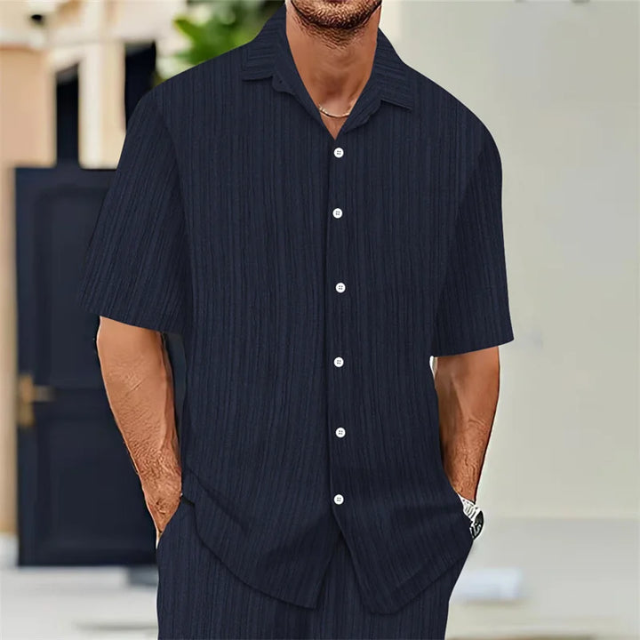 Men's Casual Short Sleeve Shirt Lightweight Men Breathable Summer Fashion Tops Solid Turn-Down Collar cardigan daily Male Shirts
