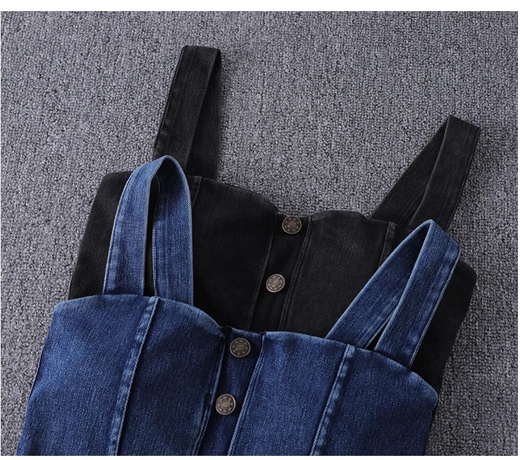 women's clothing sexy Tops For Women crop top fashion button front shirred detail denim top