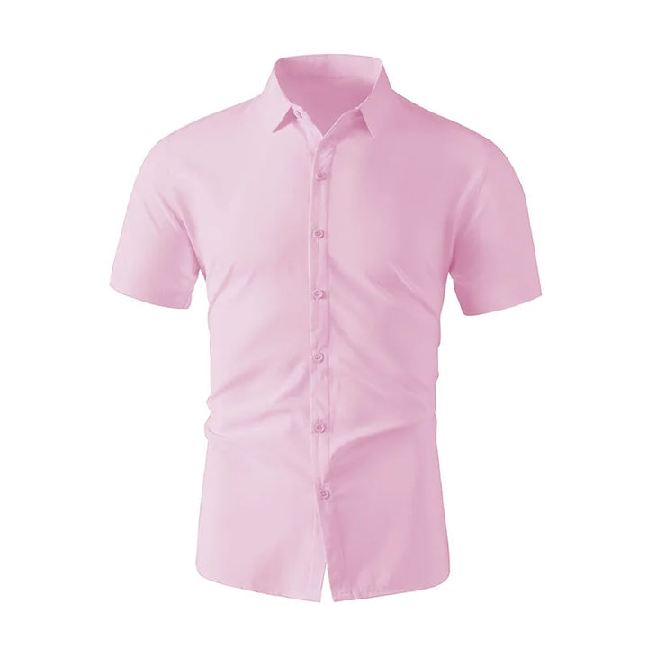 Men's Black Short Sleeve Dress Shirt Slim Fit Non-iron Formal Business Button Down Shirt for Office