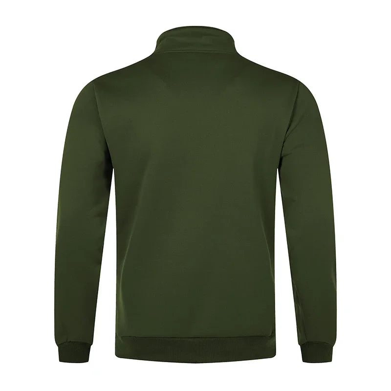 Men Sweatshirts Fall Spring Thicker Half Zip Pullover Hoody Solid Color Turtleneck for Male Outdoor