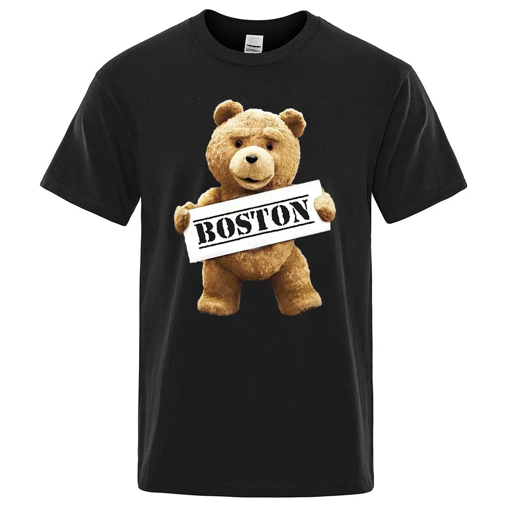 تيشيرت للجنسين بتصميم دب كرتوني - أزياء الشارع في الألفية الجديدة