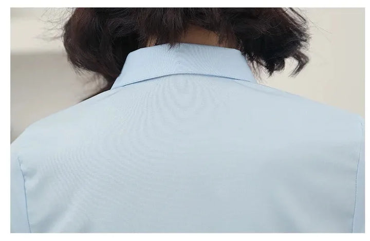 Elegant Women Shirts Woman White Shirt Long Sleeve Blouse Office Lady business Pink Shirts Button Solid Women work Blouses Tops