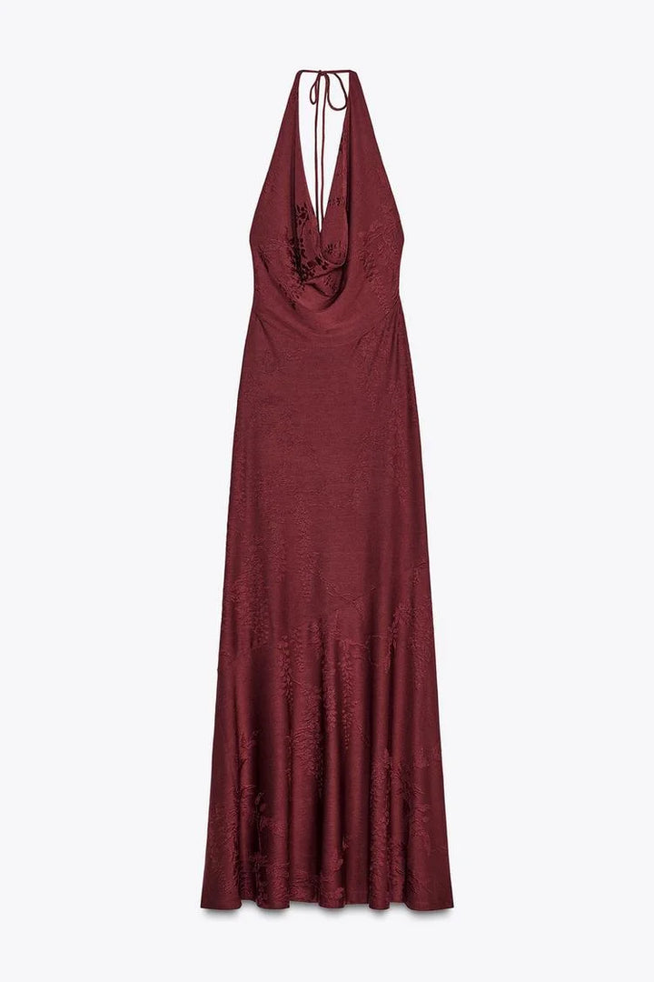 Women’s 2026 Vintage Red Lace-Up Dress – Sleeveless Deep V Neck Elegant Party Gown