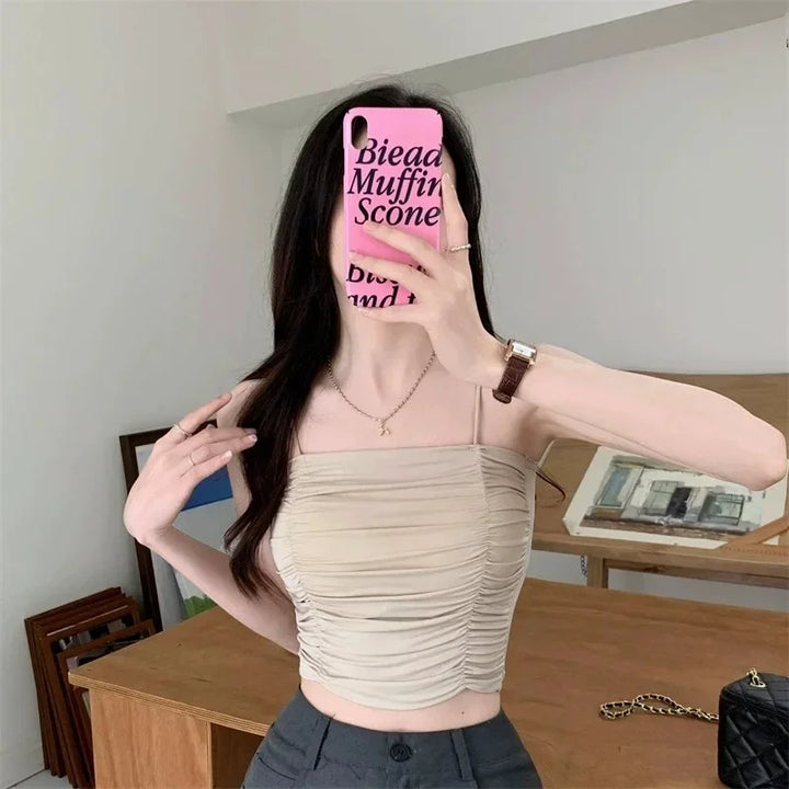 Women’s Corset Tank – Sleeveless Tube Top, White Camisole