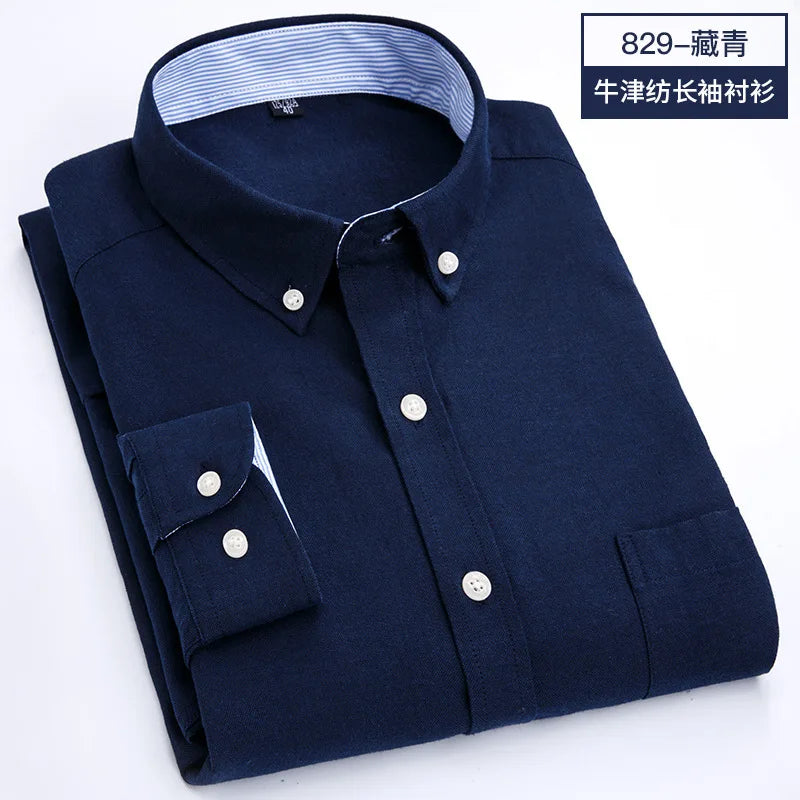 Men's Long Sleeve Shirt Non-Ironing Oxford Spinning Spring Summer Autumn Slim Casual Comfortable All Fashion Fast Color Shirt