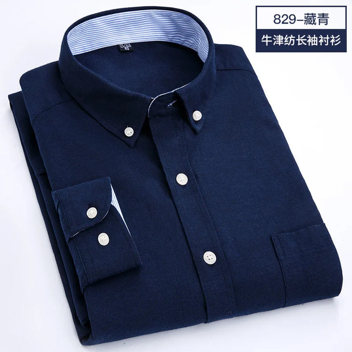 Men's Long Sleeve Shirt Non-Ironing Oxford Spinning Spring Summer Autumn Slim Casual Comfortable All Fashion Fast Color Shirt