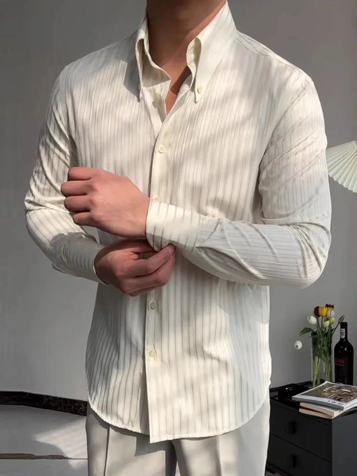 Outdoor Casual Men's Shirts Classic Turn-down Collar Buttoned Striped Printed Shirt For Mens Autumn Fashion Long Sleeve Cardigan